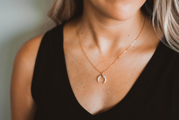 Rose Gold CZ Horn Necklace  Roselynn's 