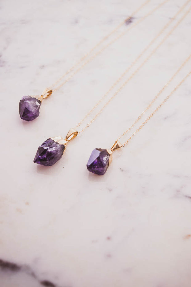 Petite Raw Amethyst Necklace