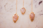 Rose Quartz Arrowhead Necklace