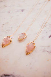 Rose Quartz Arrowhead Necklace