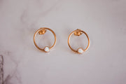 14k gold filled opal hoop studs