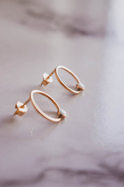 14k gold filled opal hoop studs