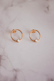 14k gold filled opal hoop studs