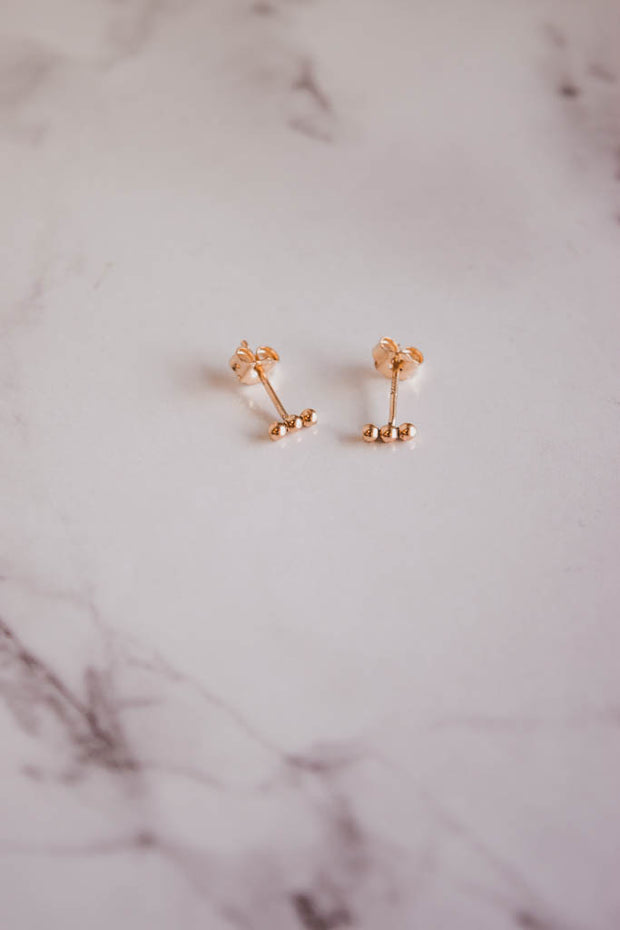 14k gold filled beaded bar studs