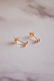 14k gold filled beaded bar studs