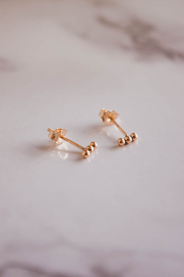 14k gold filled beaded bar studs