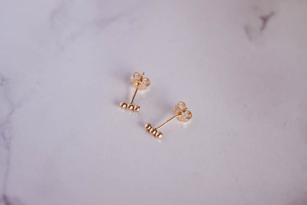 14k gold filled beaded bar studs