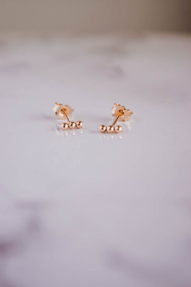 14k gold filled beaded bar studs