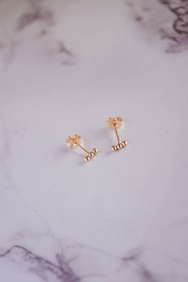 14k gold filled beaded bar studs