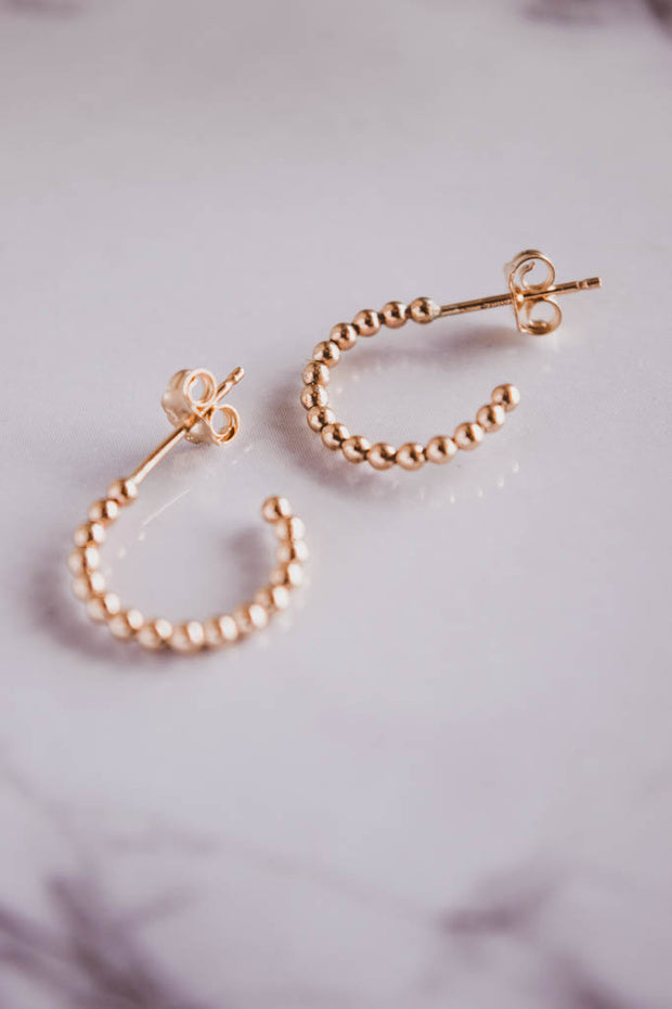 14k Gold Filled Beaded Hoop Earrings