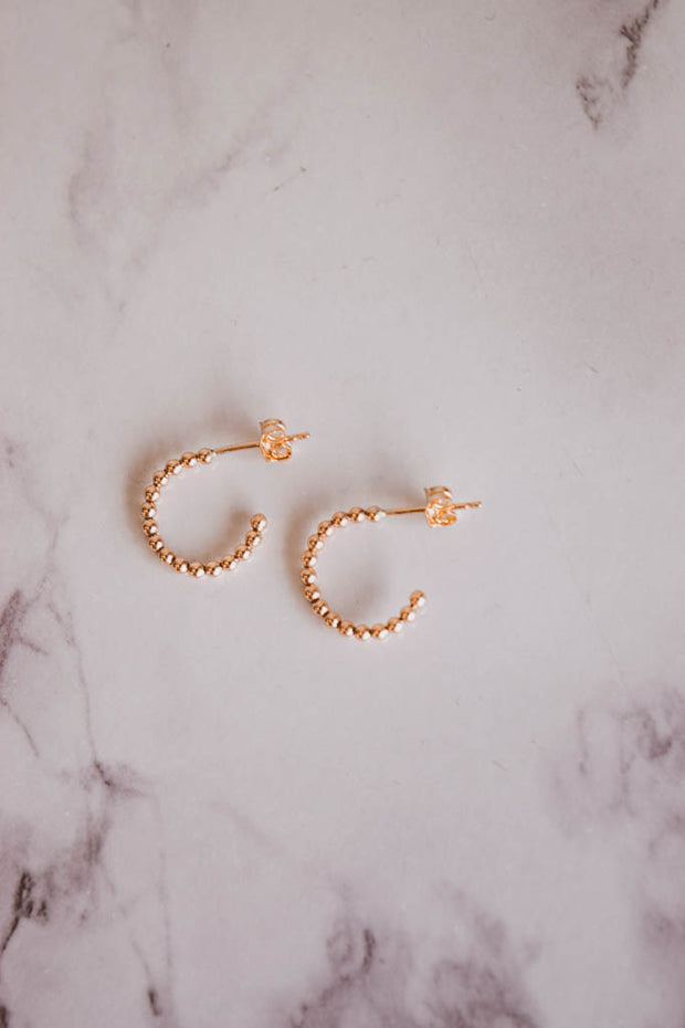 14k Gold Filled Beaded Hoop Earrings