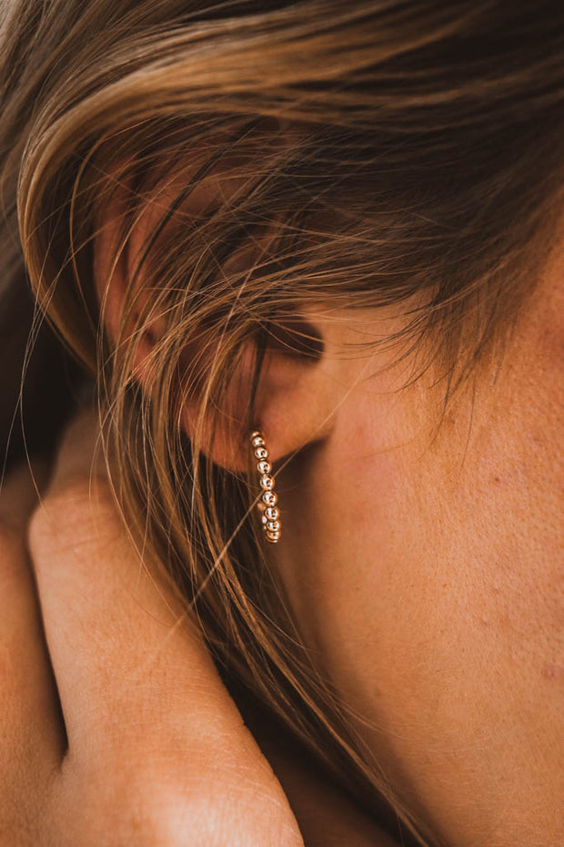 14k Gold Filled Beaded Hoop Earrings