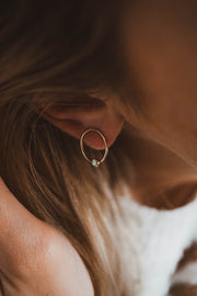 14k gold filled opal hoop studs