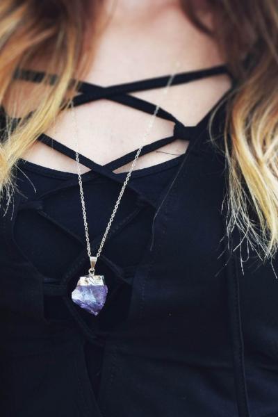 Raw Amethyst Necklace  Roselynn's 