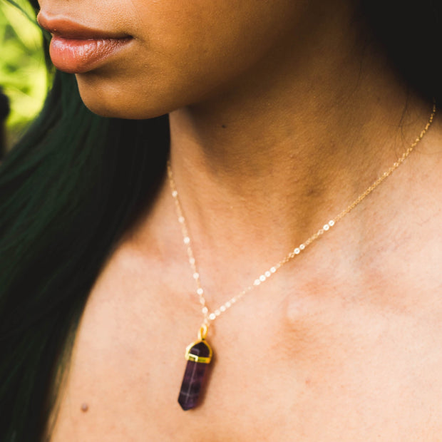 Rainbow Fluorite Point Necklace  Roselynn's 