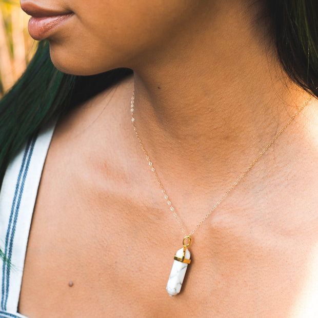 White Howlite Point Necklace  Roselynn's 